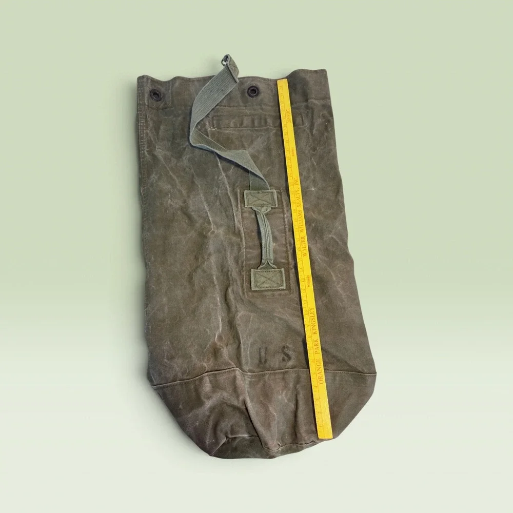 Vintage US Military Canvas Duffel Bag Olive Drab Top Load Sea Bag Luggage